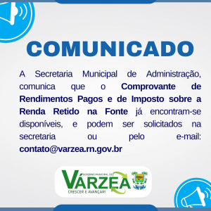 COMUNICADO SECRETARIA DE ADMINISTRAÇÃO 04/03/2024