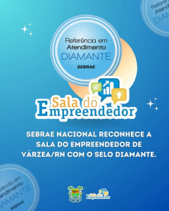 SEBRAE nacional reconhece a Sala do Empreendedor de Várzea/RN com o Selo Diamante de referência em atendimento.