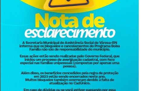 ATENÇÃO! NOTA DE ESCLARECIMENTO