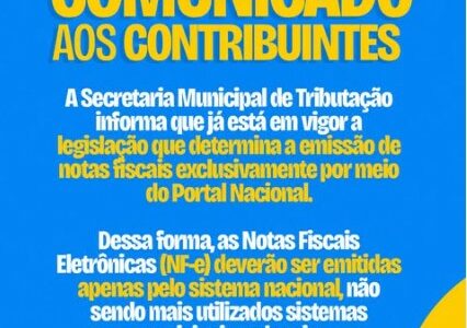COMUNICADO AOS CONTRIBUINTES COMUNICADO AOS CONTRIBUINTES